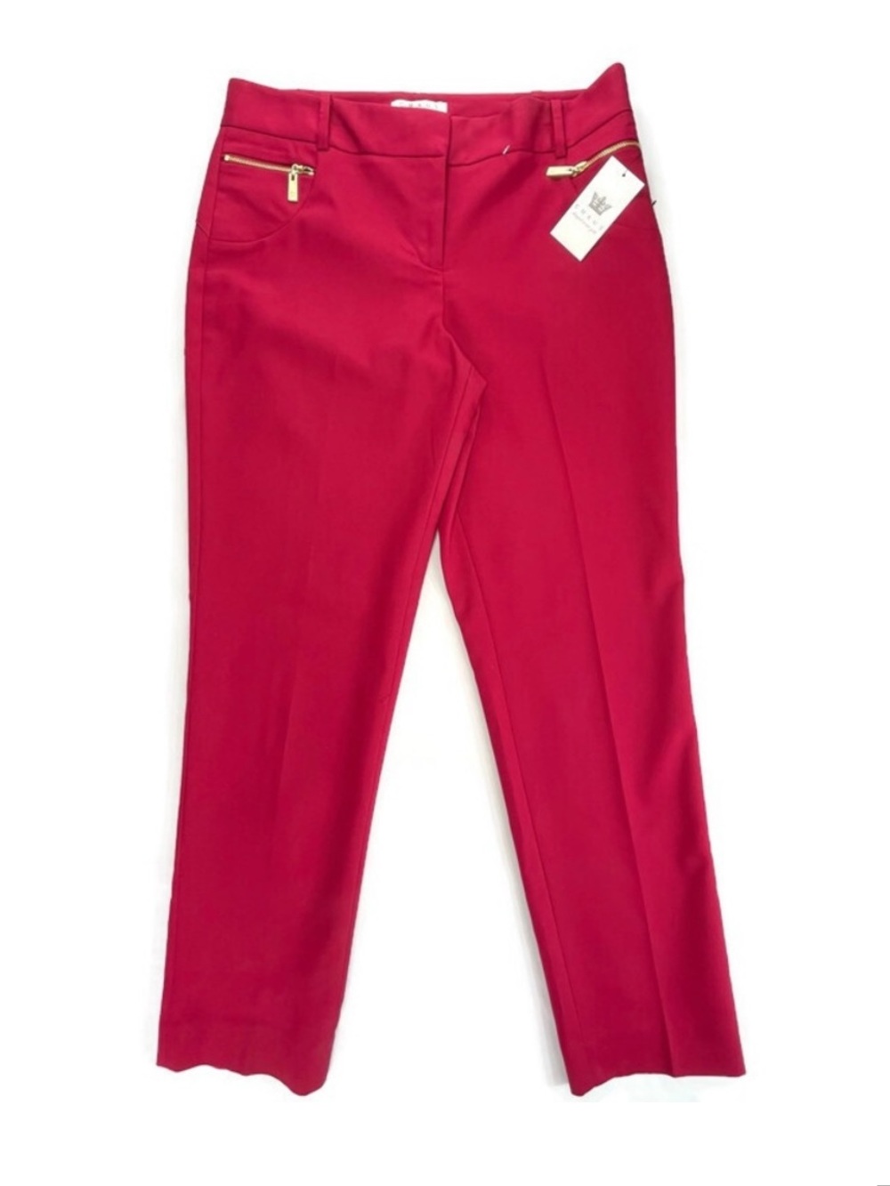 Chaus Fuchsia Straight Leg Ankle Pants with Zip Details NWT Sz 8